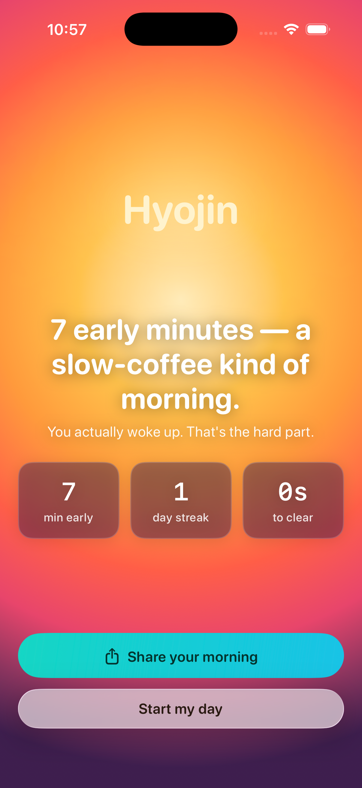 The gift card — you beat sleep inertia, with this morning’s stats